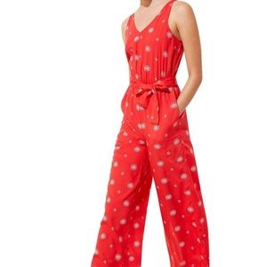 LOFT red Floral romper
